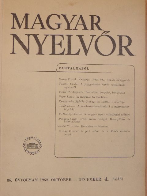 Antal László - Magyar Nyelvőr 1962. október-december [antikvár]