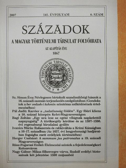 Bagi Zoltán - Századok 2007/6. [antikvár]