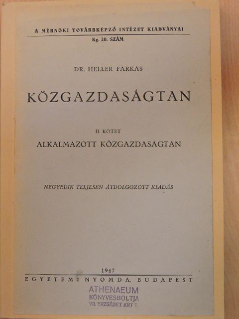 Dr. Heller Farkas - Közgazdaságtan II. [antikvár]
