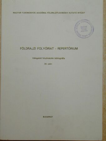 Földrajzi folyóirat - Repertórium [antikvár]