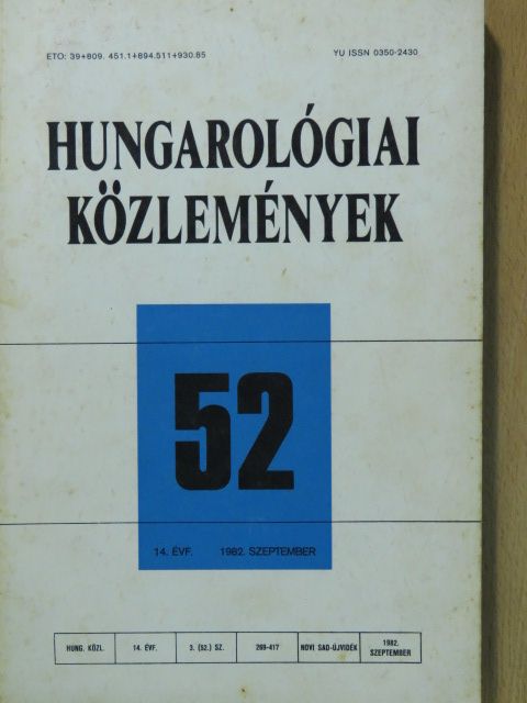 Fried István - Hungarológiai Közlemények 1982. szeptember [antikvár]