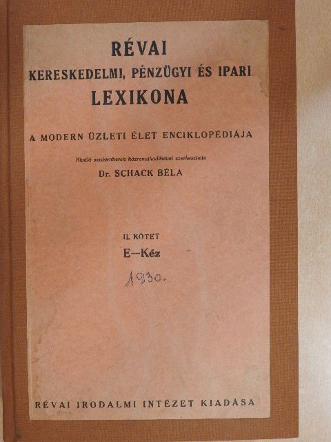 Révai Kereskedelmi, Pénzügyi és Ipari Lexikona II. (töredék) [antikvár]