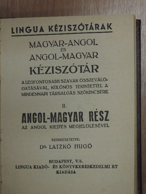 Magyar-angol és angol-magyar kéziszótár II. [antikvár]