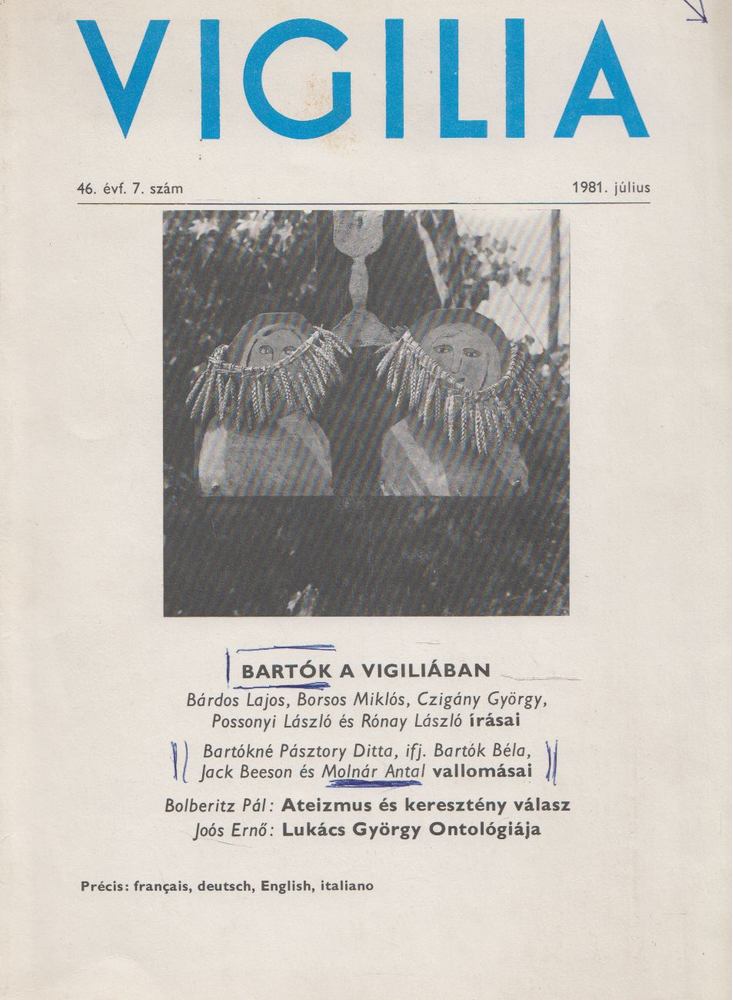 Hegyi Béla - Vigilia 1981. július 46. évf. 7. szám [antikvár]