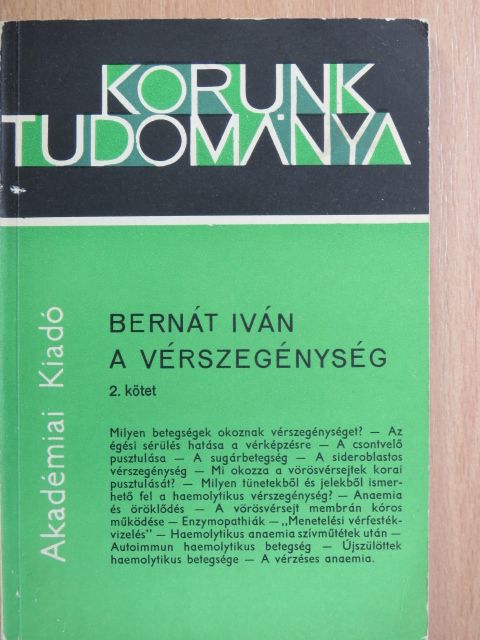 Bernát Iván - A vérszegénység II. (töredék) [antikvár]