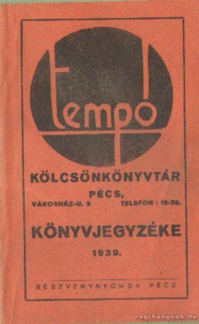 A tempó kölcsönkönyvtár könyvjegyzéke 1939. [antikvár]