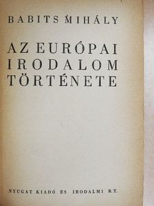 Babits Mihály - Az európai irodalom története [antikvár]