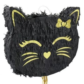 Fekete cicafej alakú pinata - 35 cm