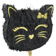 Fekete cicafej alakú pinata - 35 cm