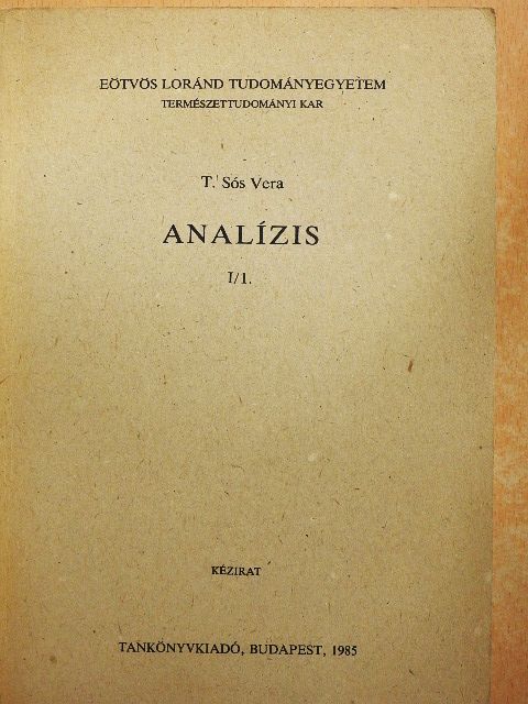 T. Sós Vera - Analízis I/1. [antikvár]