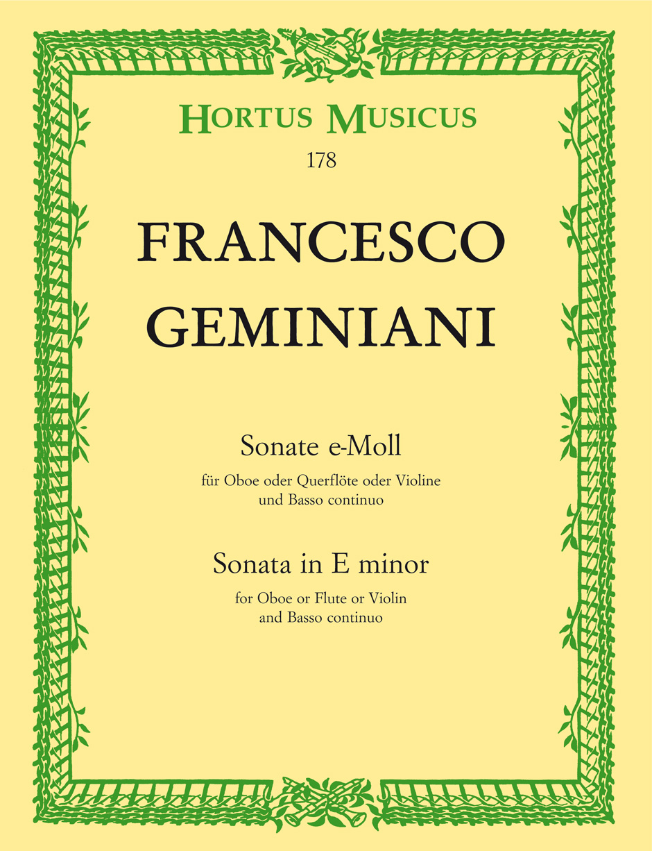 GEMINIANI - SONATE e-MOLL FÜR OBOE ODER QUERFLÖTE ODER VIOLINE UND BASSO CONTINUO