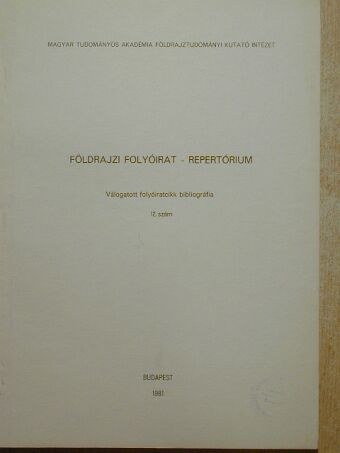 Földrajzi folyóirat - Repertórium [antikvár]