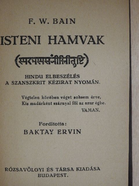 F. W. Bain - Isteni hamvak [antikvár]