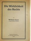 Wilhelm Sauer - Die Wirklichkeit des Rechts [antikvár]