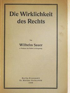 Wilhelm Sauer - Die Wirklichkeit des Rechts [antikvár]