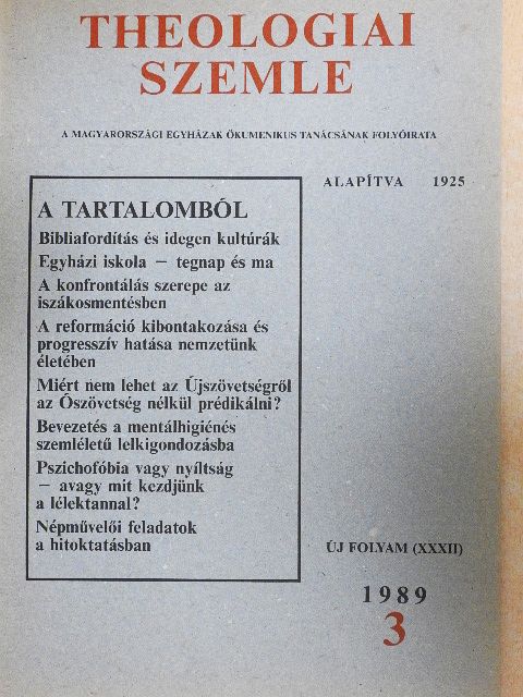 Barcza József - Theologiai Szemle 1989/3. [antikvár]