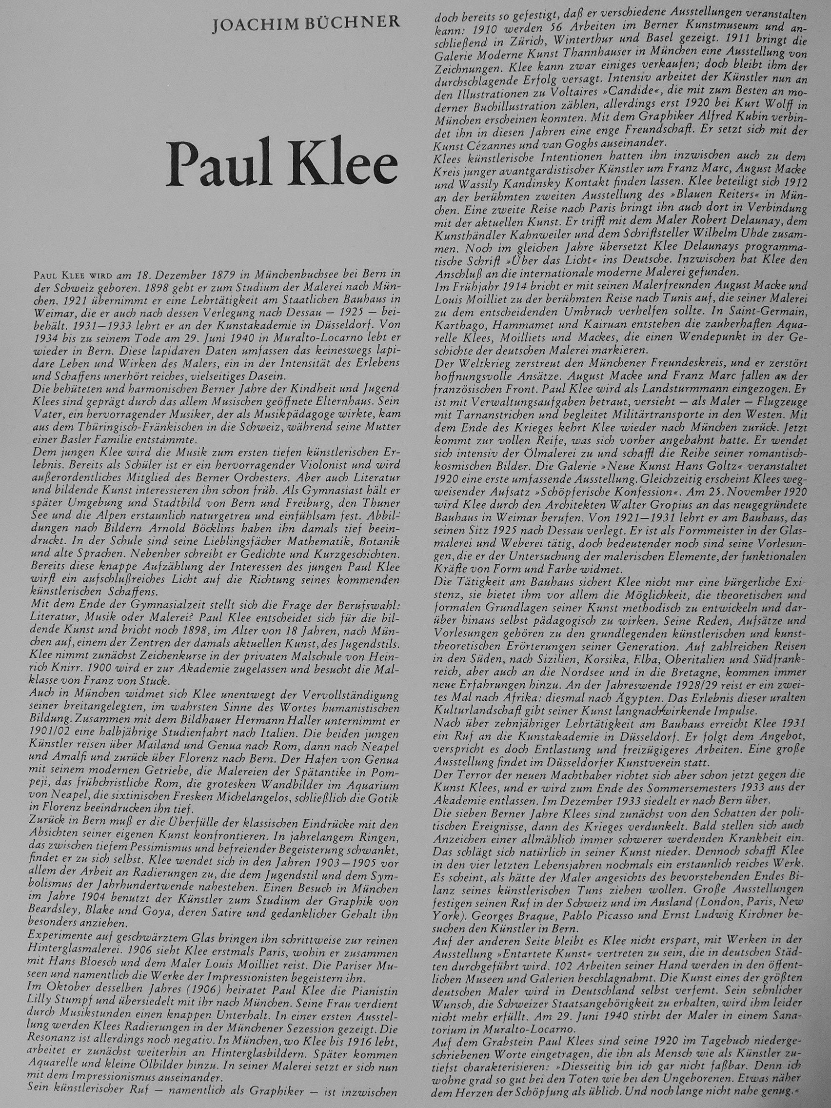 Joachim Büchner - Paul Klee [antikvár]