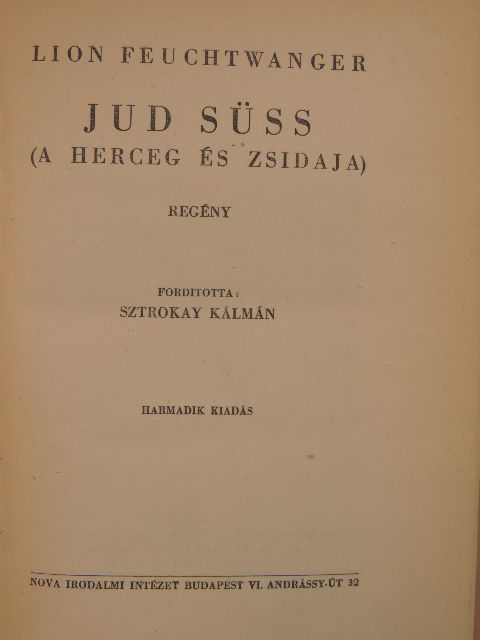 Lion Feuchtwanger - Jud Süss [antikvár]