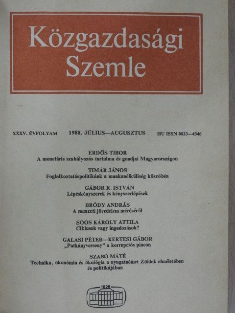 Banai Miklós - Közgazdasági Szemle 1988. július-december (fél évfolyam) [antikvár]