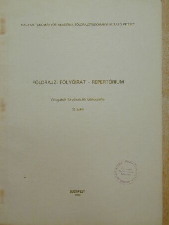 Földrajzi folyóirat - Repertórium [antikvár]