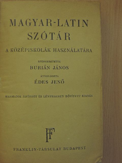 Édes Jenő - Magyar-latin szótár [antikvár]