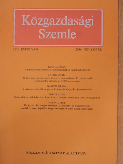 Karsai Judit - Közgazdasági Szemle 2006. november [antikvár]