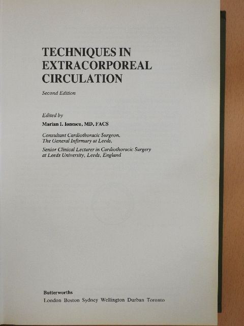 Brian G. Barratt-Boyes - Techniques in Extracorporeal Circulation [antikvár]