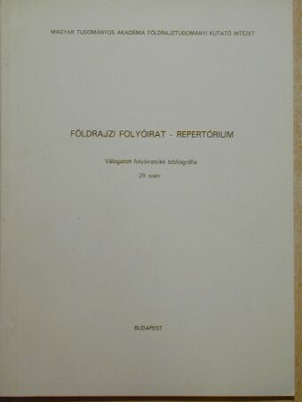 Földrajzi folyóirat - Repertórium [antikvár]