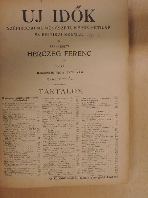 Bibó Lajos - Uj Idők 1931. június-december (fél évfolyam) [antikvár]