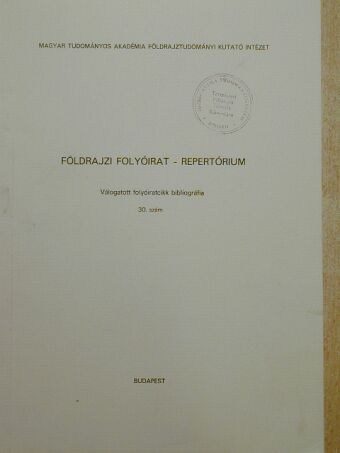 Földrajzi folyóirat - Repertórium [antikvár]