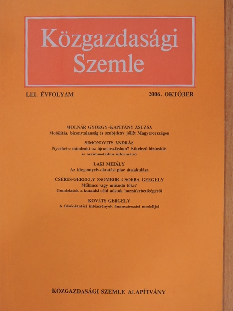 Csaba László - Közgazdasági Szemle 2006. október [antikvár]