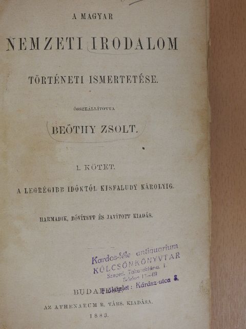A magyar nemzeti irodalom történeti ismertetése I-II. [antikvár]