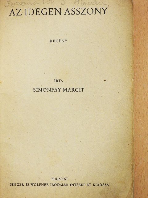 Simonfay Margit - Az idegen asszony [antikvár]