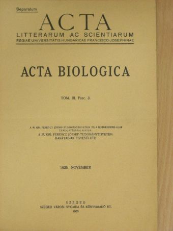Dr. Zilahi-Sebess Géza - Acta Biologica III/3. [antikvár]