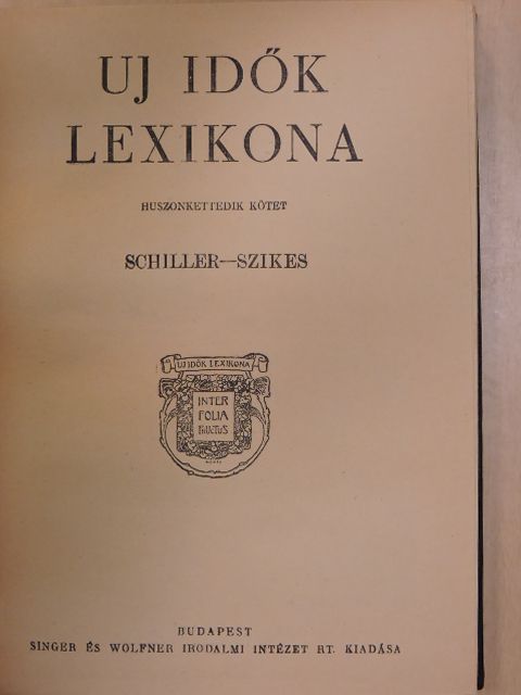 Uj Idők Lexikona 22. (töredék) [antikvár]
