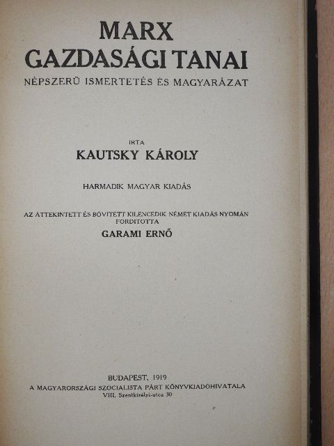 Kautsky Károly - Marx gazdasági tanai [antikvár]