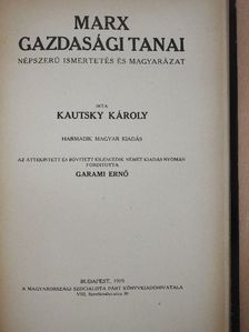 Kautsky Károly - Marx gazdasági tanai [antikvár]