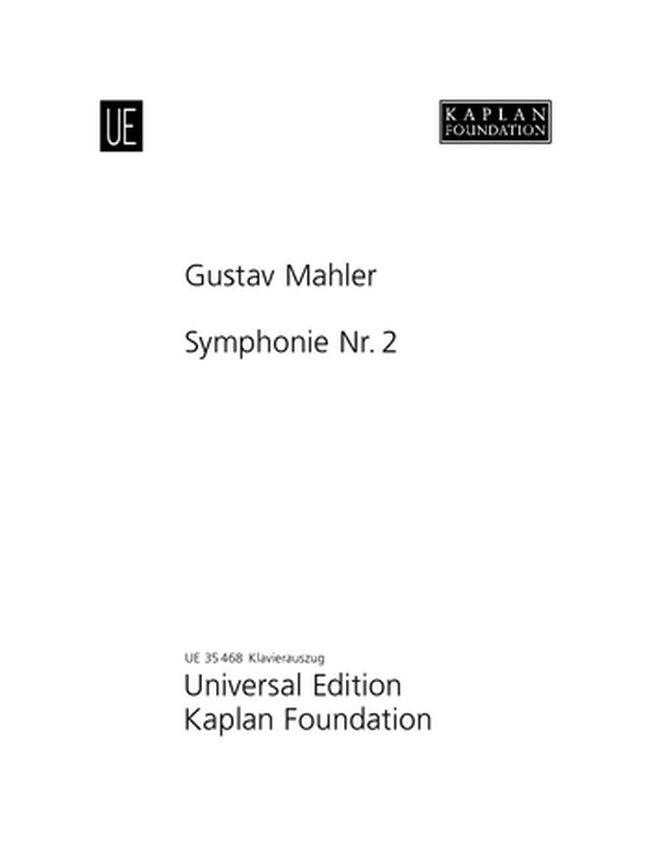 MAHLER - SYMPHONIE NR.2 KLAVIERAUSZUG