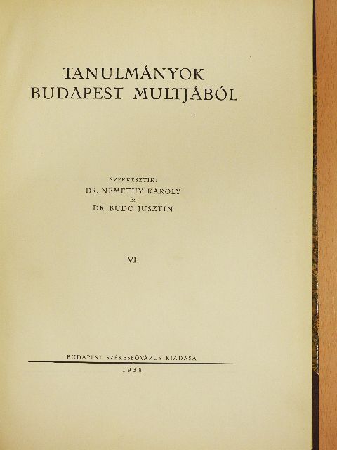 Belitzky János - Tanulmányok Budapest multjából VI. [antikvár]