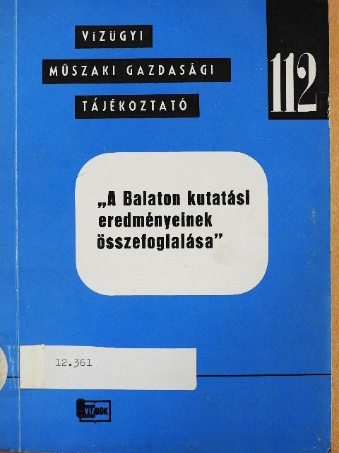 Dr. Baranyi Sándor - "A Balaton kutatási eredményeinek összefoglalása" [antikvár]