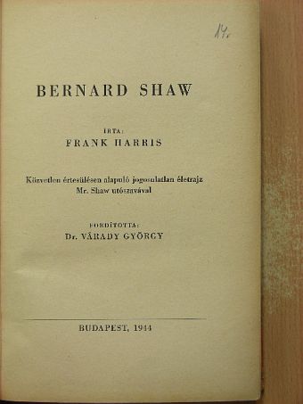 Frank Harris - Bernard Shaw [antikvár]