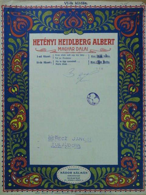Hetényi Heidelberg Albert - Hetényi Heidelberg Albert magyar dalai II. [antikvár]