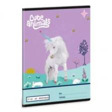 Cute Animals: Unikornis mintás négyzethálós füzet, A5-ös