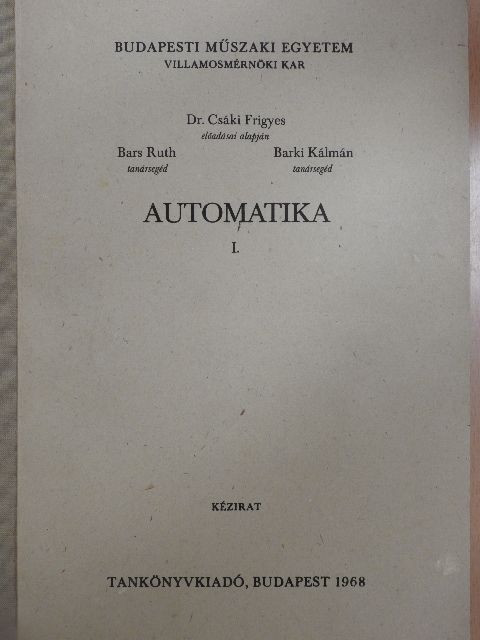 Barki Kálmán - Automatika I. [antikvár]