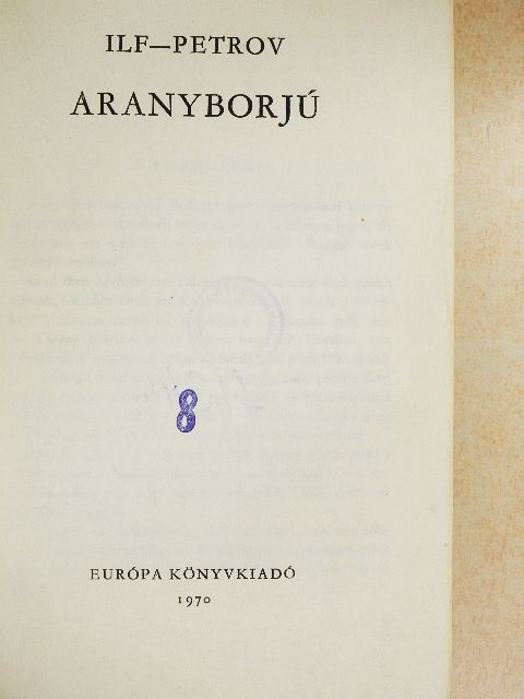 I. Ilf - Aranyborjú [antikvár]