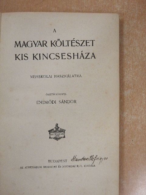 Andrád Elek - A magyar költészet kis kincsesháza [antikvár]