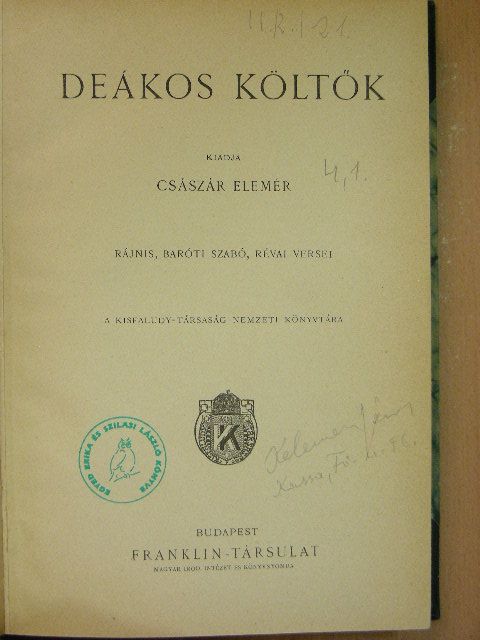 Baróti Szabó Dávid - Deákos költők I. [antikvár]
