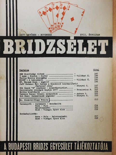 Bob Ewen - Bridzsélet 1977. október-november [antikvár]