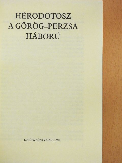 Hérodotosz - A görög-perzsa háború [antikvár]