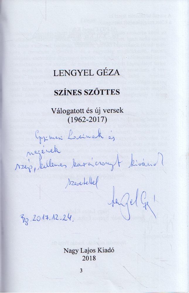 Lengyel Géza - Színes szőttes (dedikált) [antikvár]